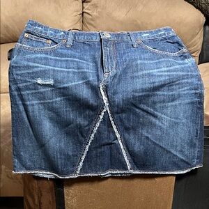 Banana Republic Distressed Denim Mini Skirt